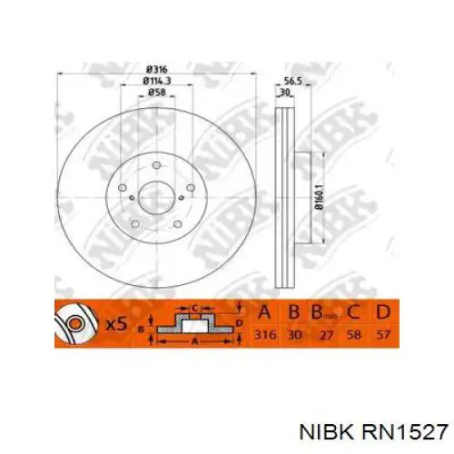 RN1527 Nibk freno de disco delantero