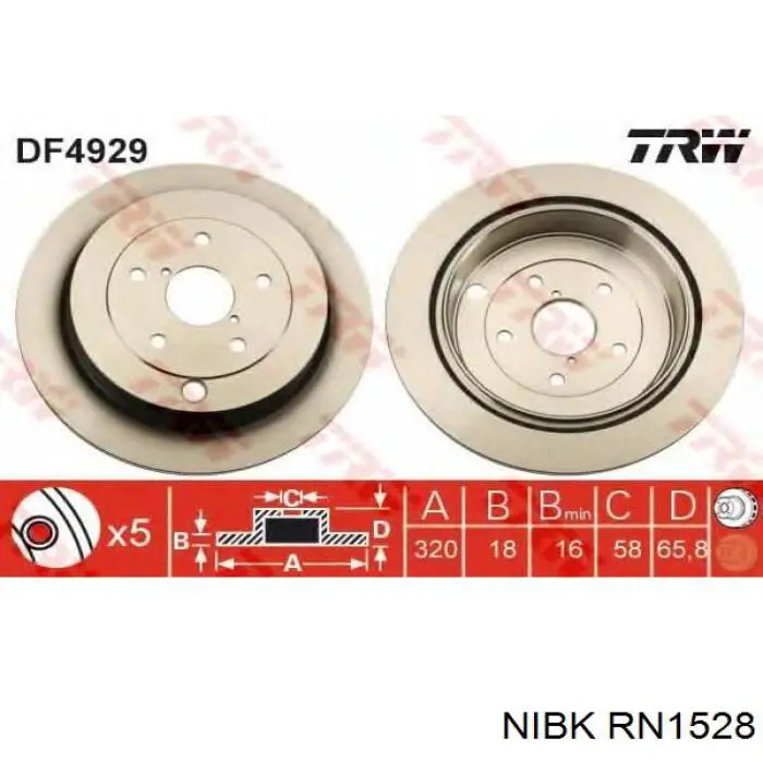 RN1528 Nibk disco de freno trasero