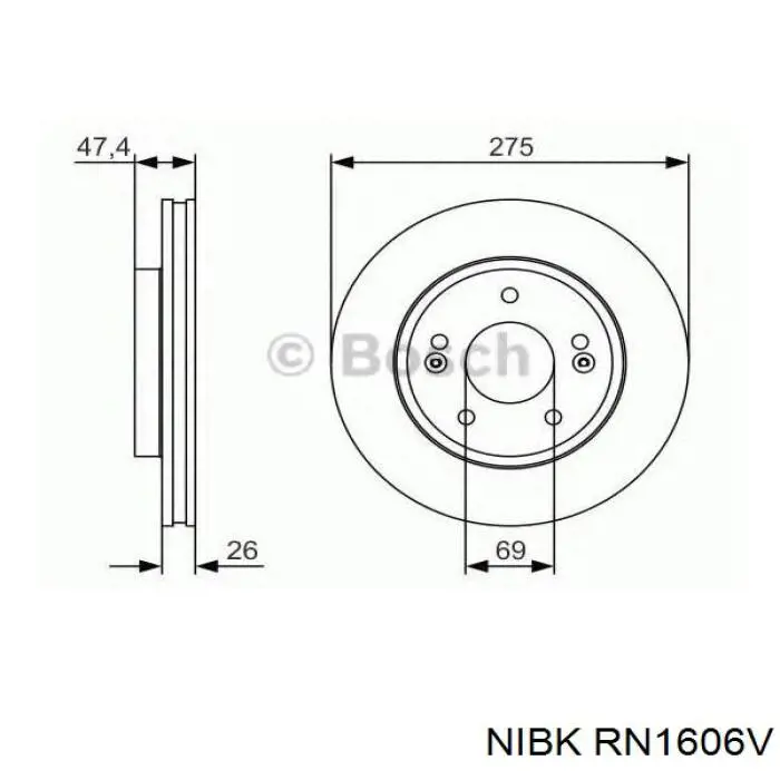 RN1606V Nibk freno de disco delantero