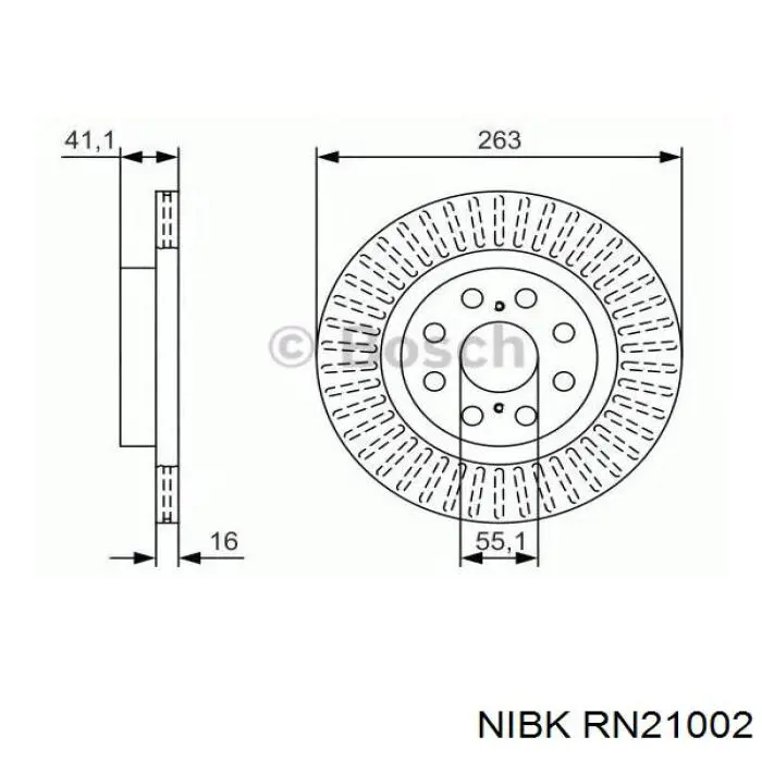 RN21002 Nibk disco de freno trasero