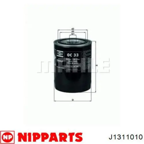 Filtro de aceite motor Nipparts J1311010