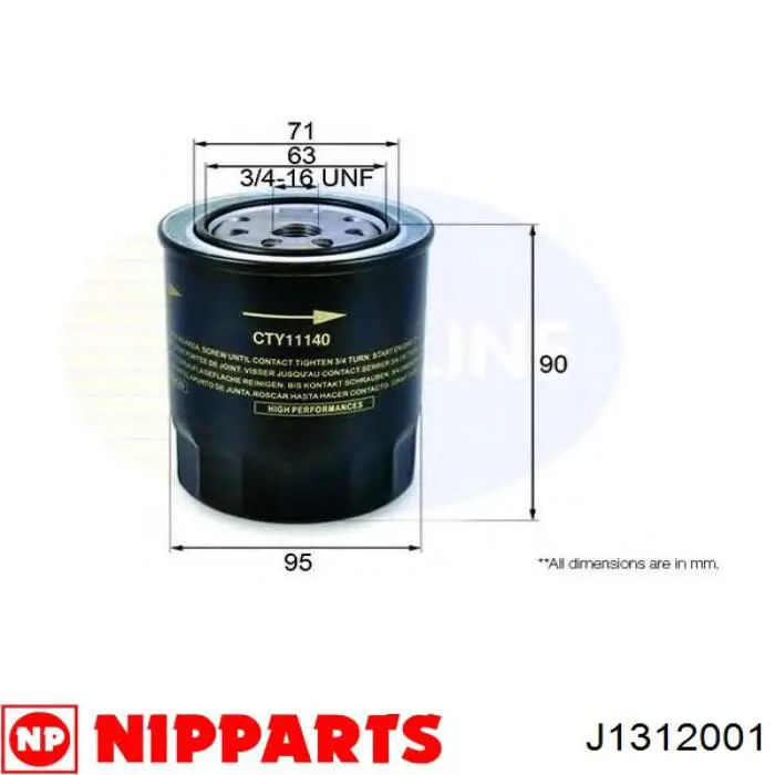 J1312001 Nipparts filtro de aceite