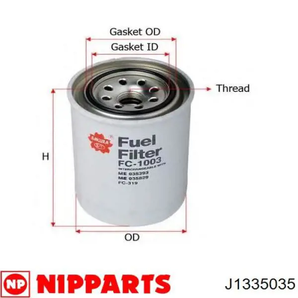 J1335035 Nipparts filtro combustible