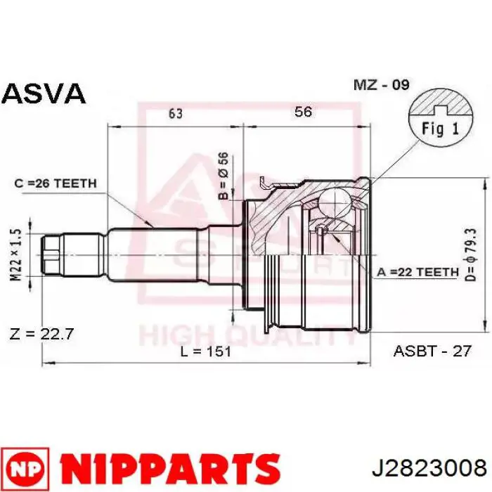 Junta homocinética exterior delantera Mazda 626 3 GD