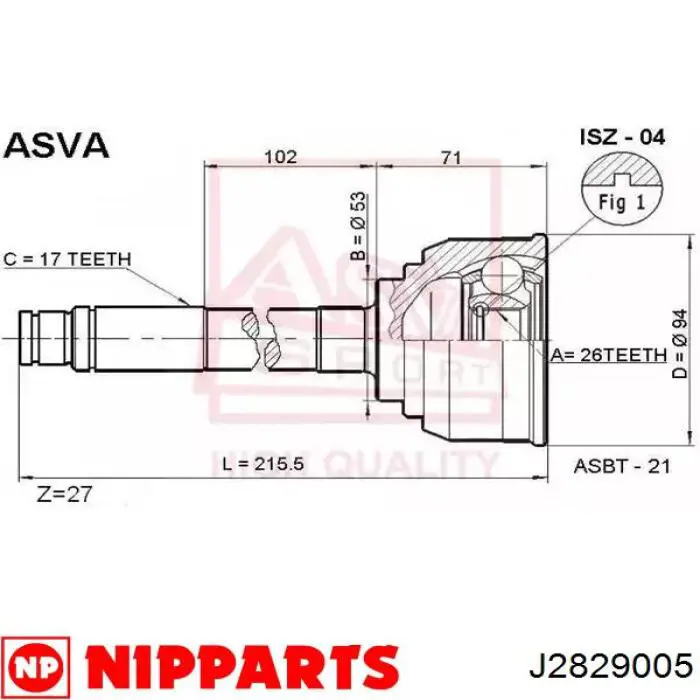 Comprar J2829005 Nipparts Junta homocinetica