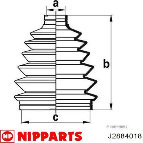 J2884018 Nipparts juego de fuelles, árbol de transmisión delantero