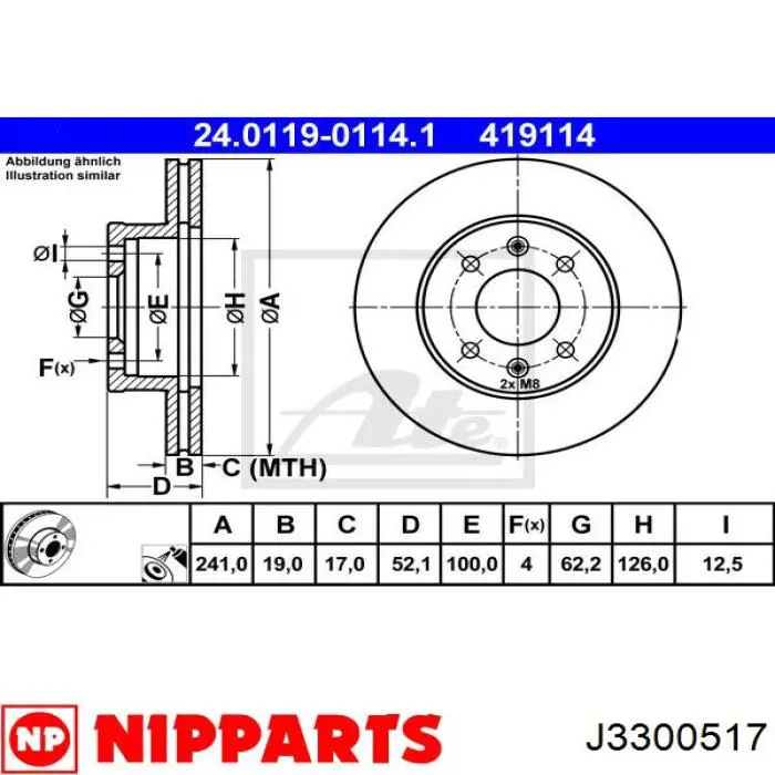 J3300517 Nipparts disco de freno delantero