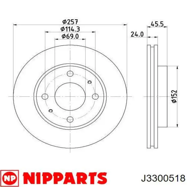 J3300518 Nipparts disco de freno delantero