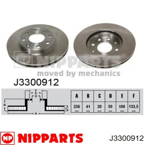 J3300912 Nipparts freno de disco delantero