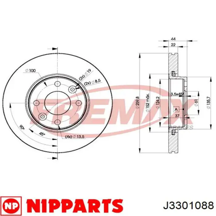 Freno de disco delantero Nissan Versa E12X
