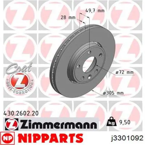 Freno de disco delantero Renault Trafic 2 FL
