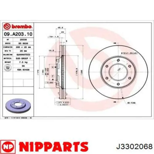 Disco de freno 4351226090 Toyota