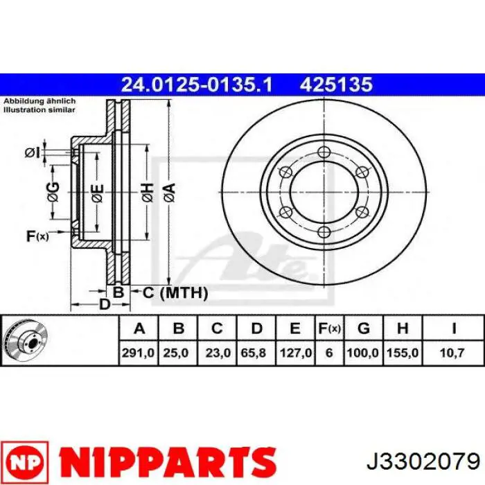 J3302079 Nipparts disco de freno delantero