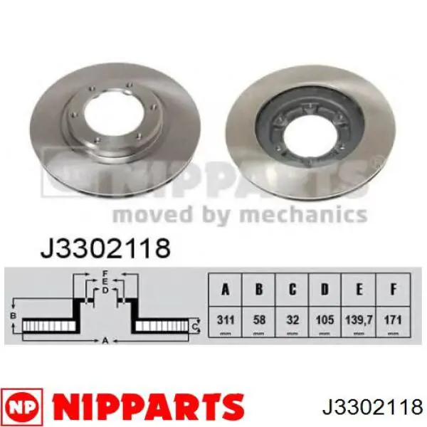 J3302118 Nipparts disco de freno delantero