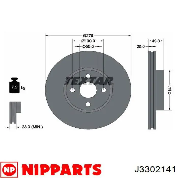 Disco de freno delantero Japan Parts DI219C