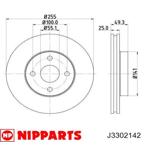 Disco de freno delantero Japan Parts DI208C