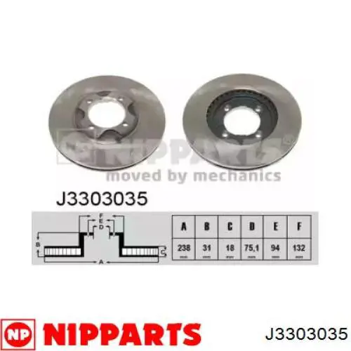 Frenos delanteros Nipparts J3303035 precio, desde 21,40 EUR