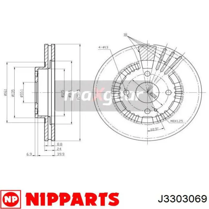 J3303069 Nipparts disco de freno delantero