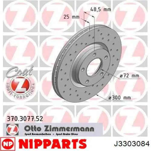 Disco de freno delantero Nipparts J3303084