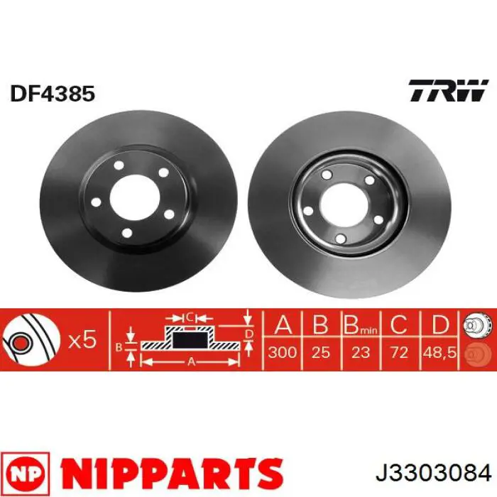Comprar J3303084 Nipparts Freno de disco delantero