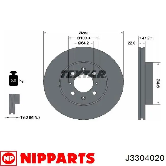 J3304020 Nipparts disco de freno delantero