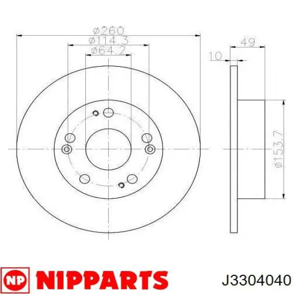 J3304040 Nipparts freno de disco delantero