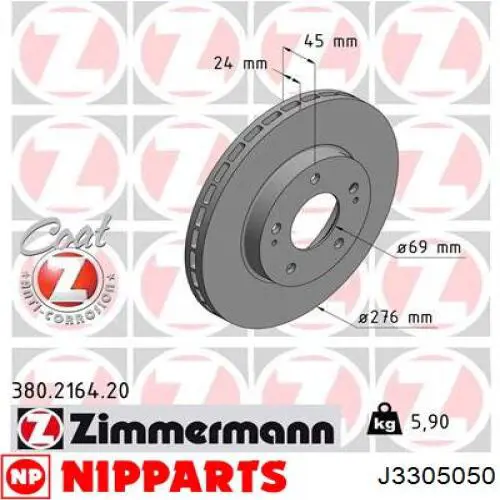 Comprar MB668535 Mitsubishi Freno de disco delantero