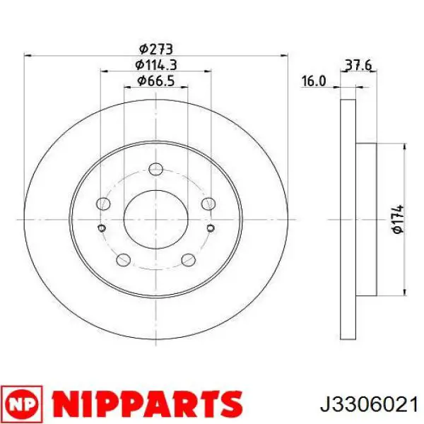 J3306021 Nipparts freno de disco delantero