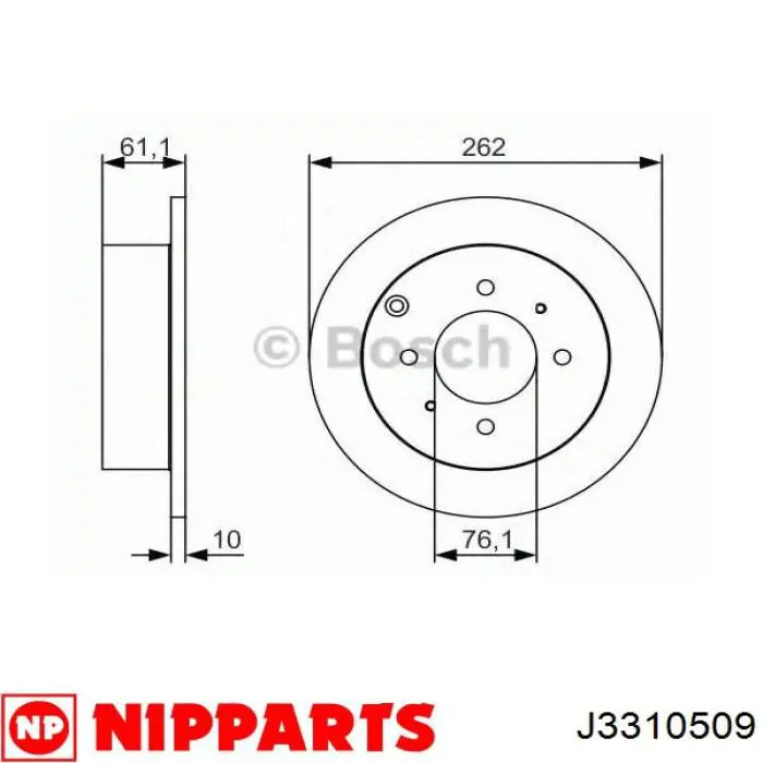 J3310509 Nipparts disco de freno trasero