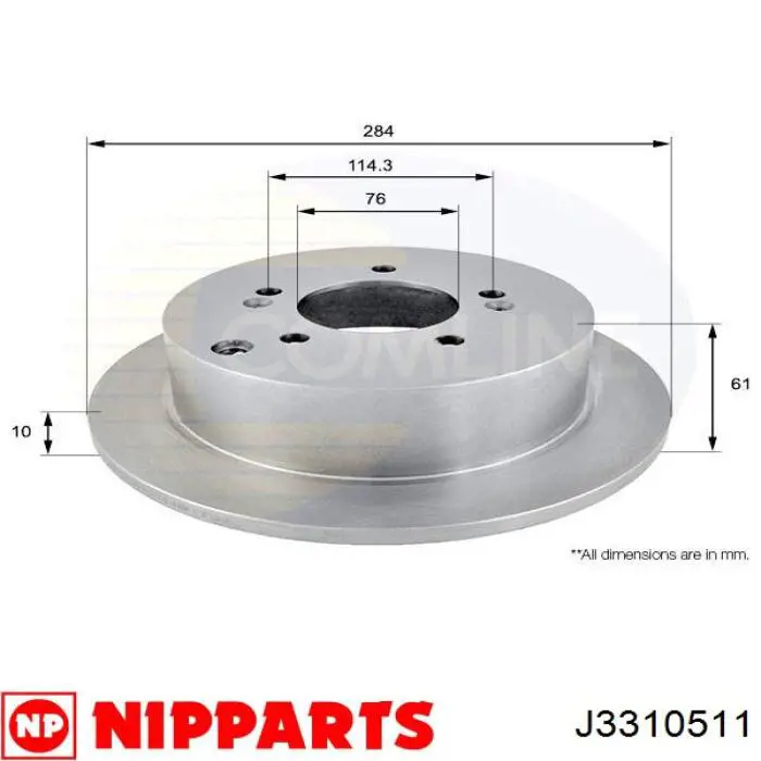 Comprar J3310511 Nipparts Disco de freno trasero
