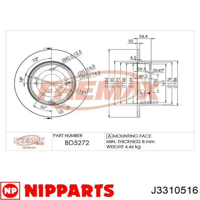 Comprar A5240009 Ackojap Disco de freno trasero