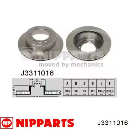 Disco de freno trasero DP116C Japan Parts
