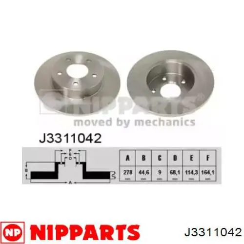 J3311042 Nipparts Freno de disco trasero