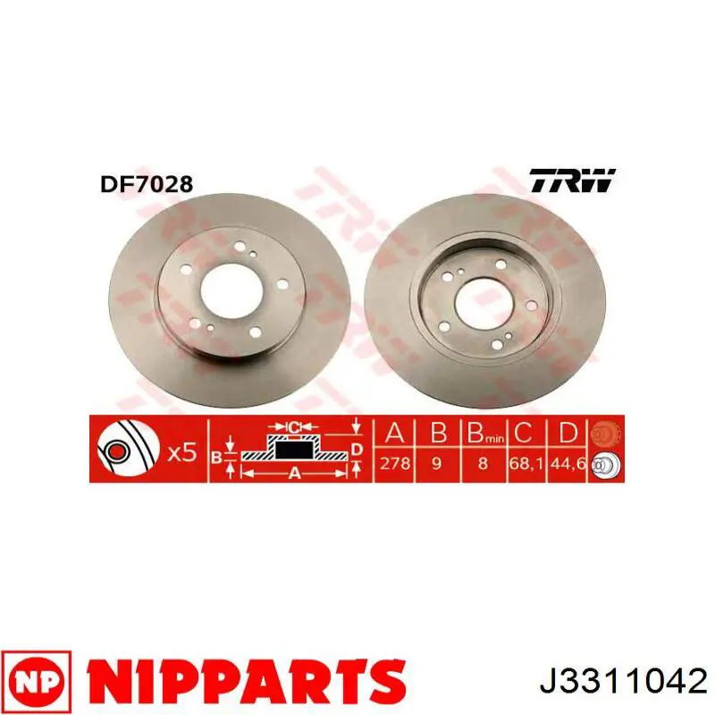 Disco de freno trasero Nipparts J3311042 precio, desde 36,07 EUR