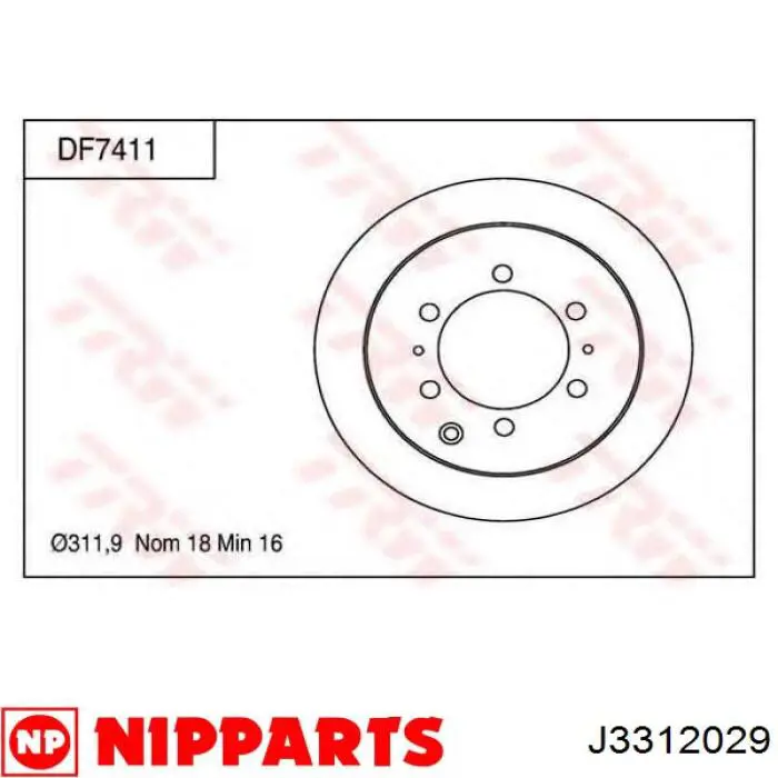 J3312029 Nipparts disco de freno trasero