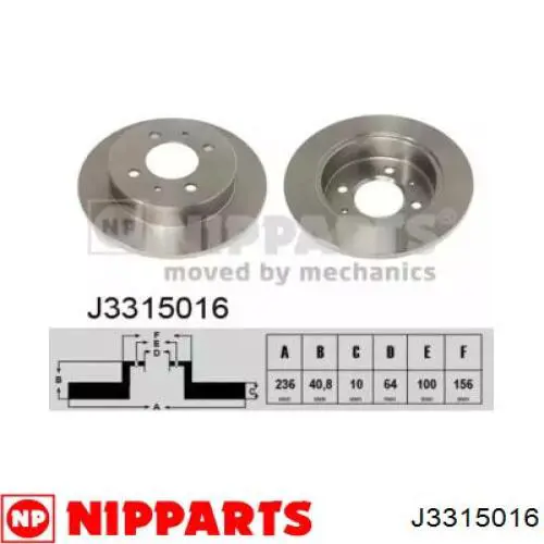 Comprar J3315016 Nipparts Disco de freno trasero