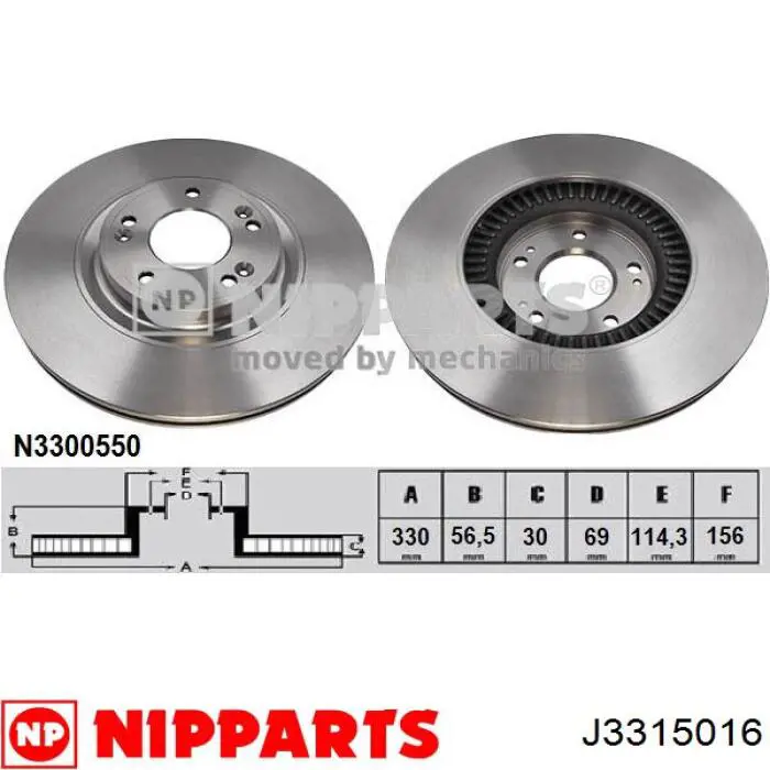 J3315016 Nipparts Freno de disco trasero