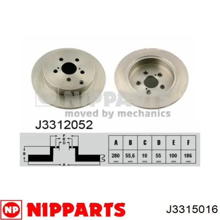 Comprar J3315016 Nipparts Disco de freno trasero