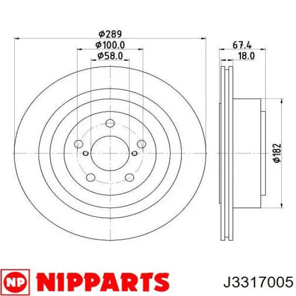 J3317005 Nipparts disco de freno trasero