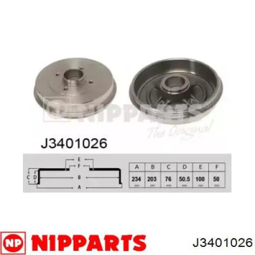 J3401026 Nipparts freno de tambor trasero