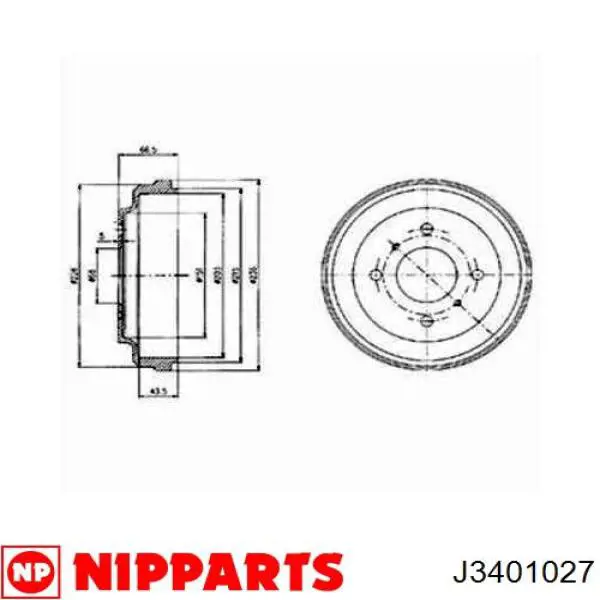 Tambor de freno trasero 432064M000 Nissan/Infiniti