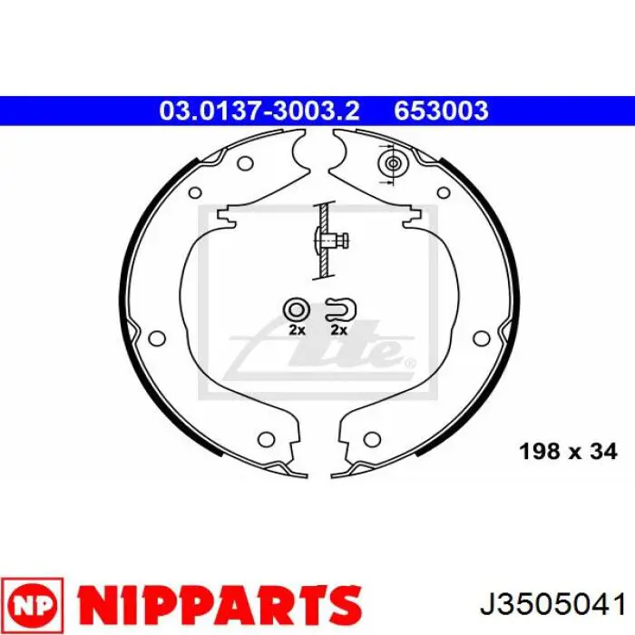 J3505041 Nipparts juego de zapatas de frenos, freno de estacionamiento