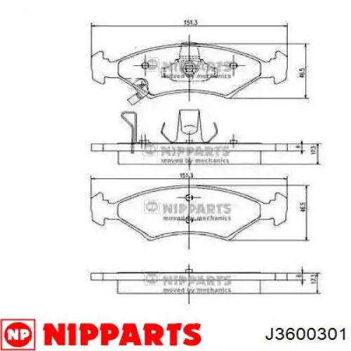Comprar J3600301 Nipparts Pastillas delanteras de freno
