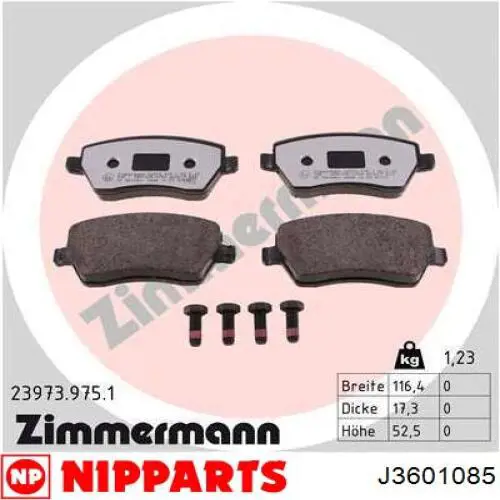 Pastillas freno delanteras Nipparts J3601085 precio, desde 18,75 EUR