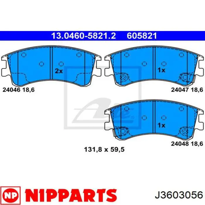 J3603056 Nipparts pastillas de freno delanteras