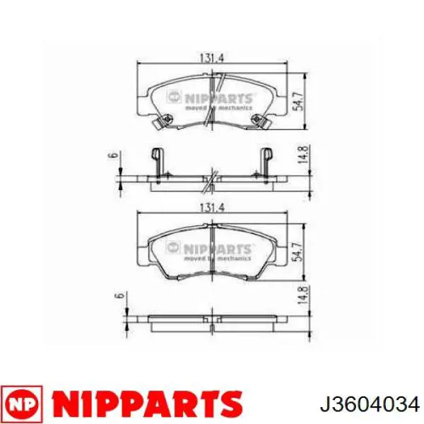 J3604034 Nipparts pastillas de freno delanteras