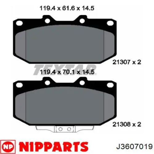 Pastillas de freno 26296FE070 Subaru