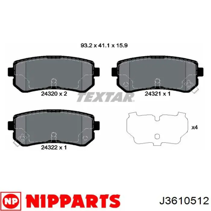 Comprar J3610512 Nipparts Pastillas de freno traseras