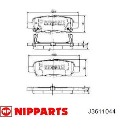 Pastillas traseras Nipparts J3611044
