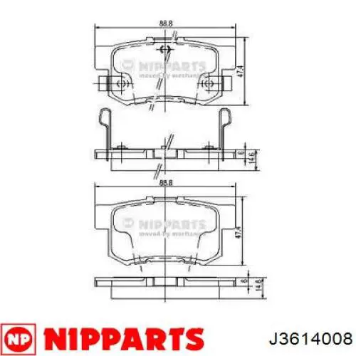 Comprar J3614008 Nipparts Pastillas de freno traseras